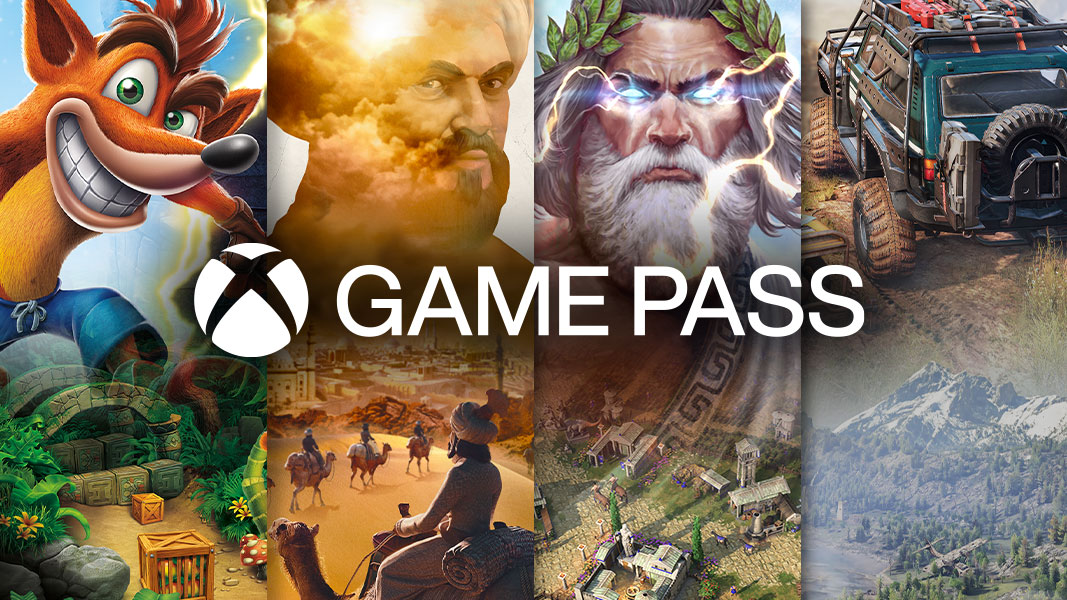 A few sheets of images from various games available as part of the Xbox Game Pass subscription.